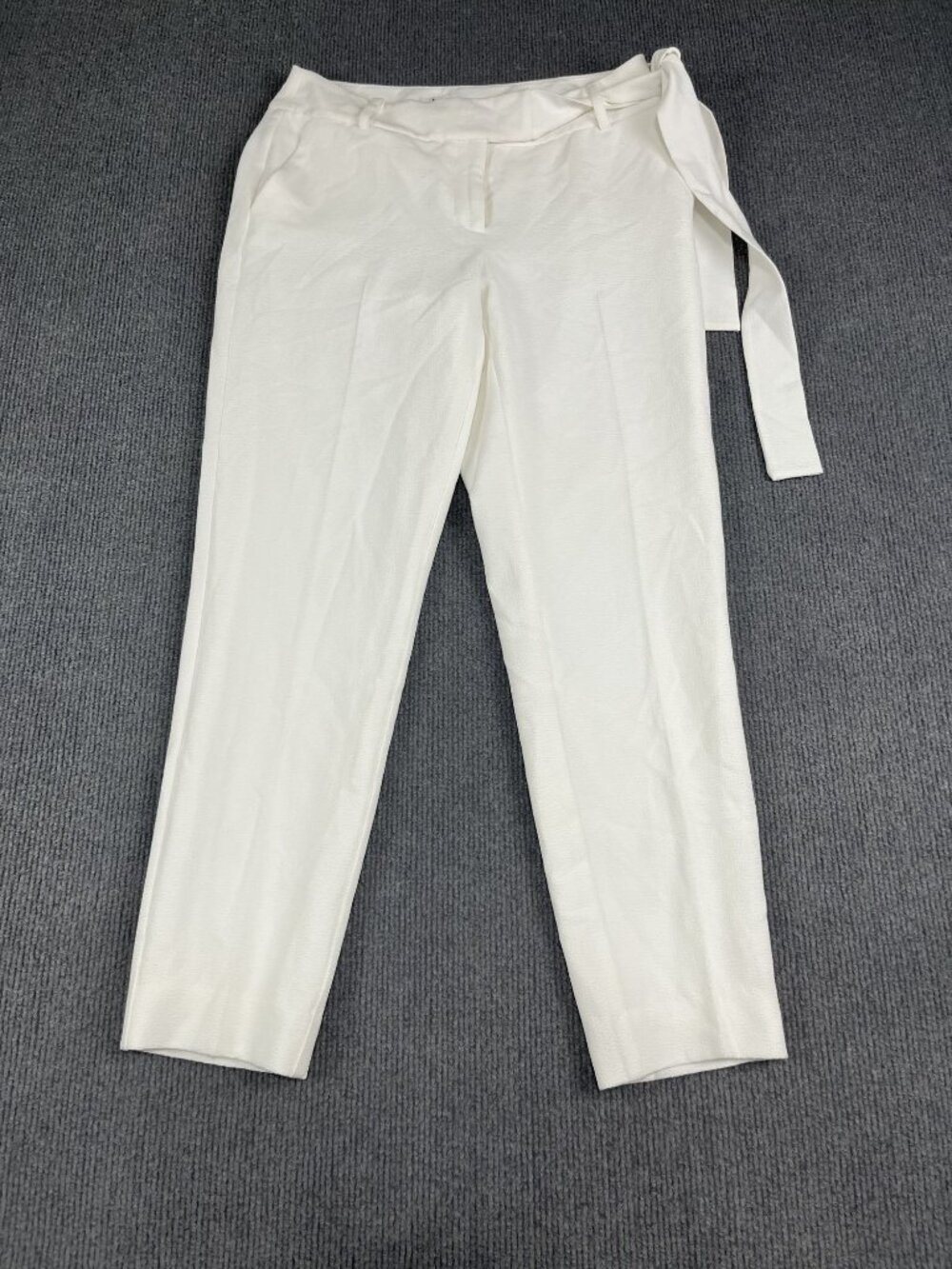 Bar III Womens White High-Waist Tapered Pants With Belt Size 2 NWT